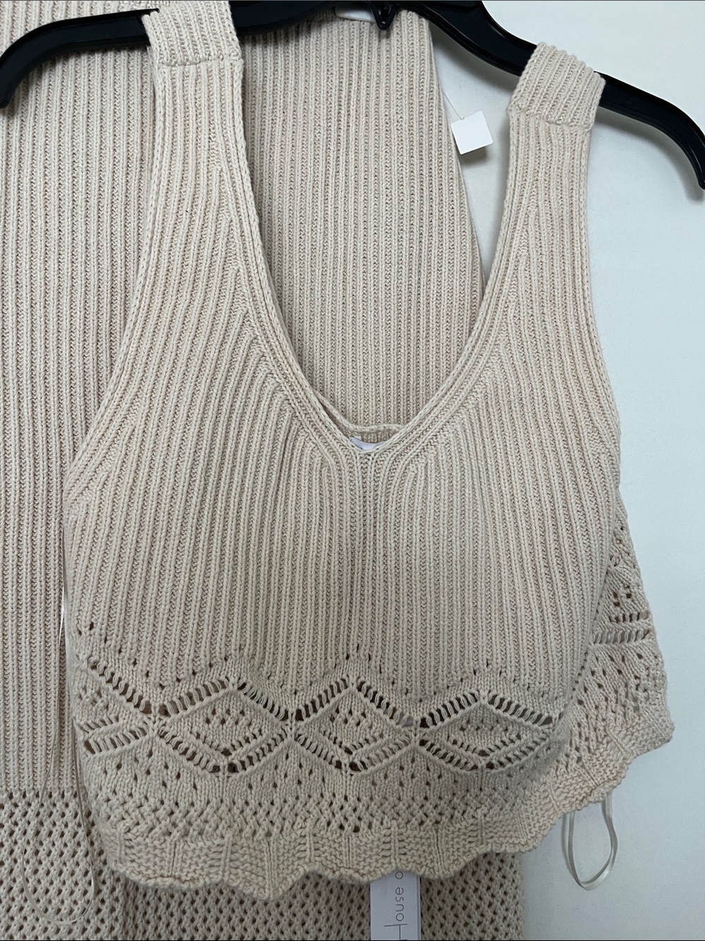 House of Harlow 1960 (Set) Cream Ribbed Knit Top and Skirt - Picture 2 of 8